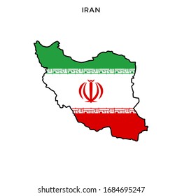 Map and Flag of Iran Vector Design Template with Editable Stroke