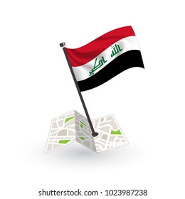 Map with flag of Iraq isolated on white. National flag for country of Iraq isolated, banner for your web site design logo, app, UI. check in. map Vector illustration, EPS10.