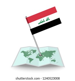 Map with flag of Iraq isolated on white.