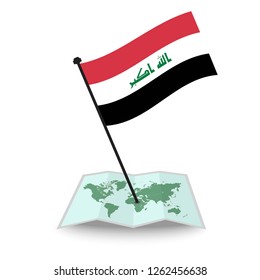 Map with flag of Iraq isolated on white. check in. map vector illustration, EPS10