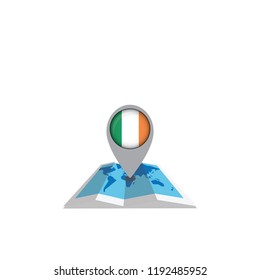 Map with flag of Ireland isolated
