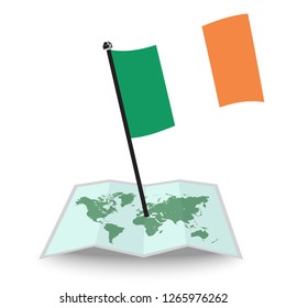 Map with flag of Ireland isolated on white. check in. map vector illustration, eps10
