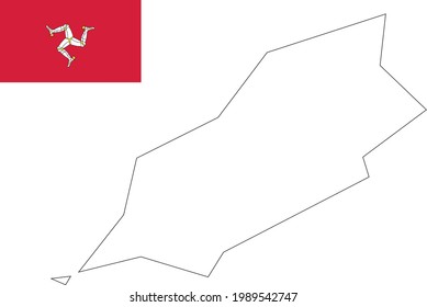 Mapa y bandera de la Isla de Man