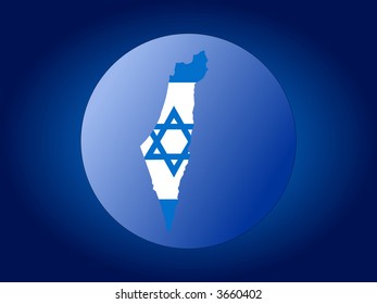 Map and flag of Israel globe illustration