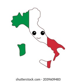 map and flag of italy with smile emoticon