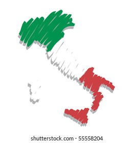 Map flag Italy, vector illustration.