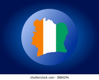 map and flag of Ivory coast globe illustration
