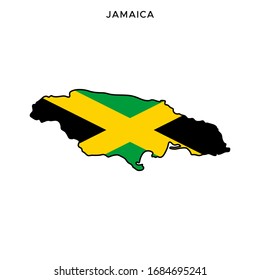 Mapa y bandera de la plantilla de diseño de vectores de Jamaica con trazos editables