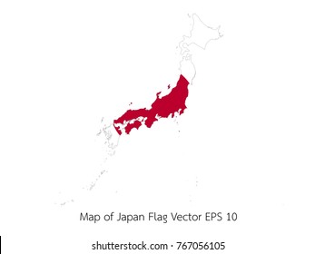 Map And Flag Japan Of Vector EPS10