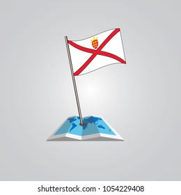 Map with flag of Jersey  isolated on white. National flag for country of Jersey  isolated, banner for your web site design logo, app, UI. check in. map Vector illustration, EPS10.