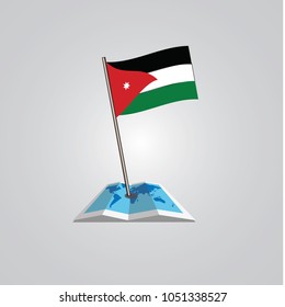 Map with flag of Jordan isolated on white. National flag for country of Jordan isolated, banner for your web site design logo, app, UI. check in. map Vector illustration, EPS10.