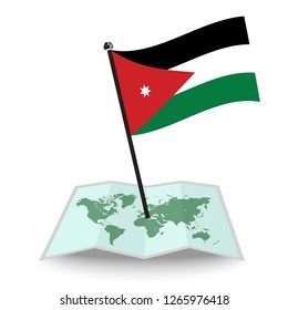 Map with flag of Jordan isolated on white. check in. map vector illustration, eps10

