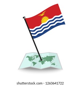 Map with flag of Kiribati isolated on white. check in. map vector illustration, eps10
