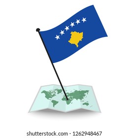 Map with flag of Kosovo isolated on white. check in. map vector illustration, eps10