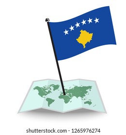 Map with flag of Kosovo isolated on white. check in. map vector illustration, eps10
