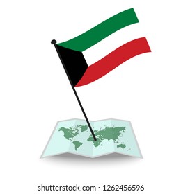 Map with flag of Kuwait isolated on white. check in. map vector illustration, EPS10