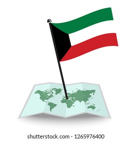 Map with flag of Kuwait isolated on white. check in. map vector illustration, eps10
