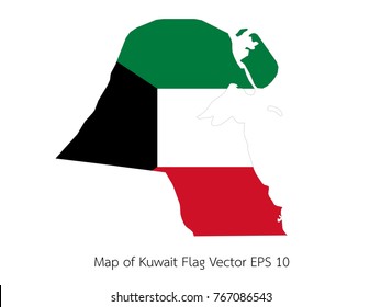 Map and flag Kuwait of Vector EPS10