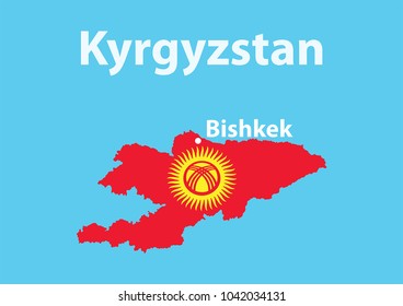 Map and flag of Kyrgyzstan