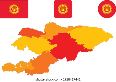 Map and flag of Kyrgyzstan