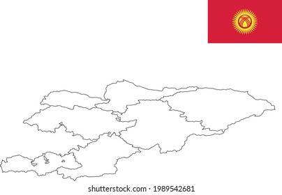 Map and flag of Kyrgyzstan