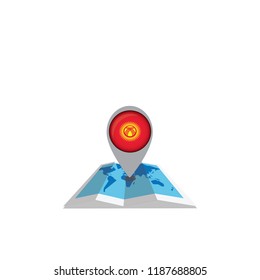 Map with flag of Kyrgyzstan isolated