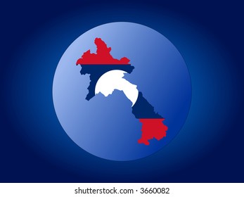 Map and flag of Laos globe illustration