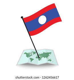 Map with flag of laos isolated on white. check in. map vector illustration, EPS10