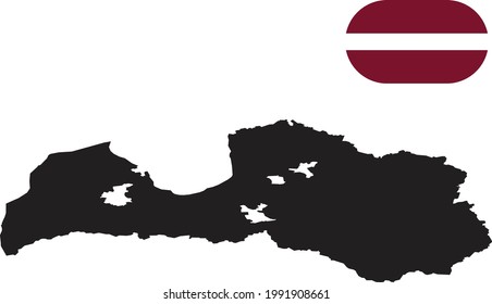 Map and flag of Latvia