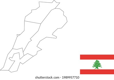 Map and flag of Lebanon