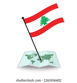 Map with flag of Lebanon isolated on white. check in. map vector illustration, EPS10