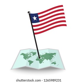 Map with flag of Liberia isolated on white. check in. map vector illustration, eps10