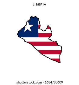 Map and Flag of Liberia Vector Design Template with Editable Stroke