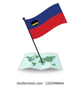 Map with flag of Liechtenstein isolated on white. check in. map vector illustration, eps10