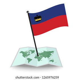 Map with flag of Liechtenstein isolated on white. check in. map vector illustration, eps10
