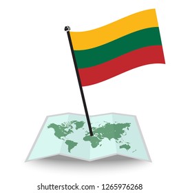 Map with flag of Lituania isolated on white. check in. map vector illustration, eps10
