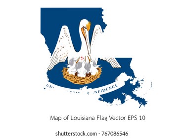 Map and flag Louisiana of Vector EPS10