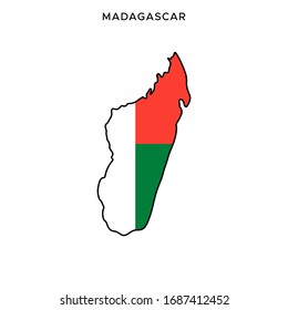 Mapa y bandera de la plantilla de diseño de vectores de Madagascar con barra modificable