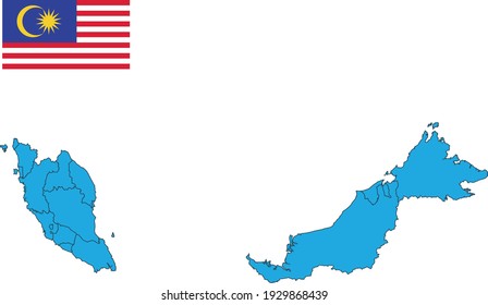 Map and flag of Malaysia