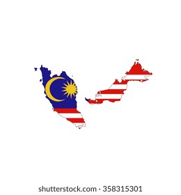 Map and flag of Malaysia