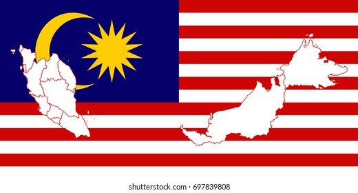 Map and flag of Malaysia