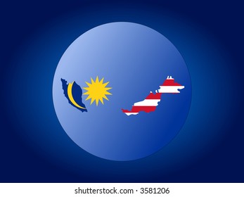 map and flag of Malaysia globe illustration