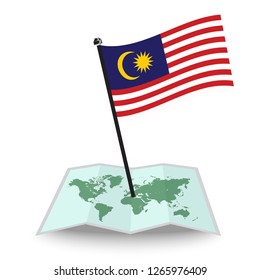 Map with flag of Malaysia isolated on white. check in. map vector illustration, eps10
