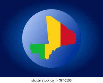map and flag of mali globe illustration