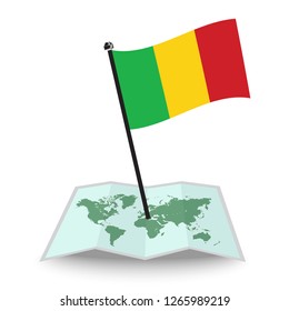 Map with flag of Mali isolated on white. check in. map vector illustration, eps10