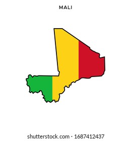 Map and Flag of Mali Vector Design Template with Editable Stroke