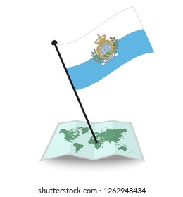 Map with flag of Marino isolated on white. check in. map vector illustration, eps10