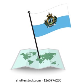 Map with flag of Marino isolated on white. check in. map vector illustration, eps10
