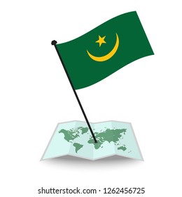 Map with flag of Mauritania isolated on white. check in. map vector illustration, EPS10