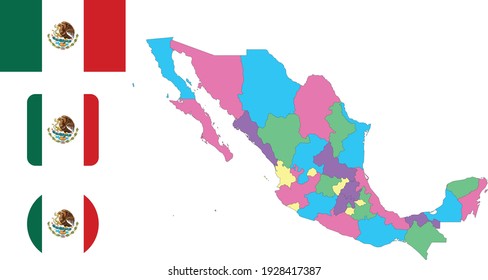 Map and flag of Mexico